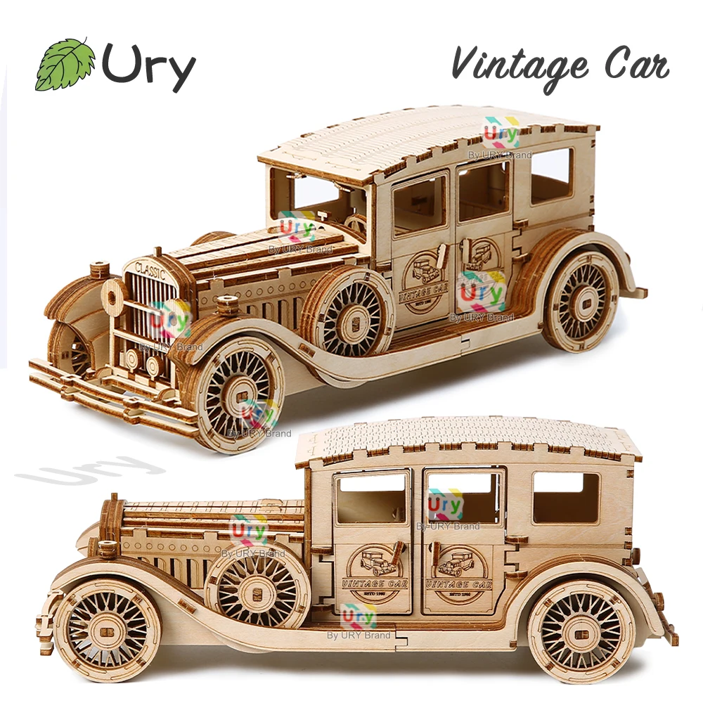 Vintage Collectible Cars - Ury 3D Ahşap Yapboz Retro Vintage