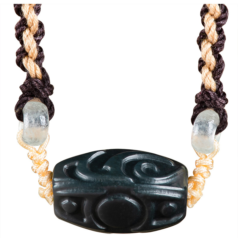 Vintage Necklace - Hetian Yeşim Oyma Boncuk Kolye Kolye