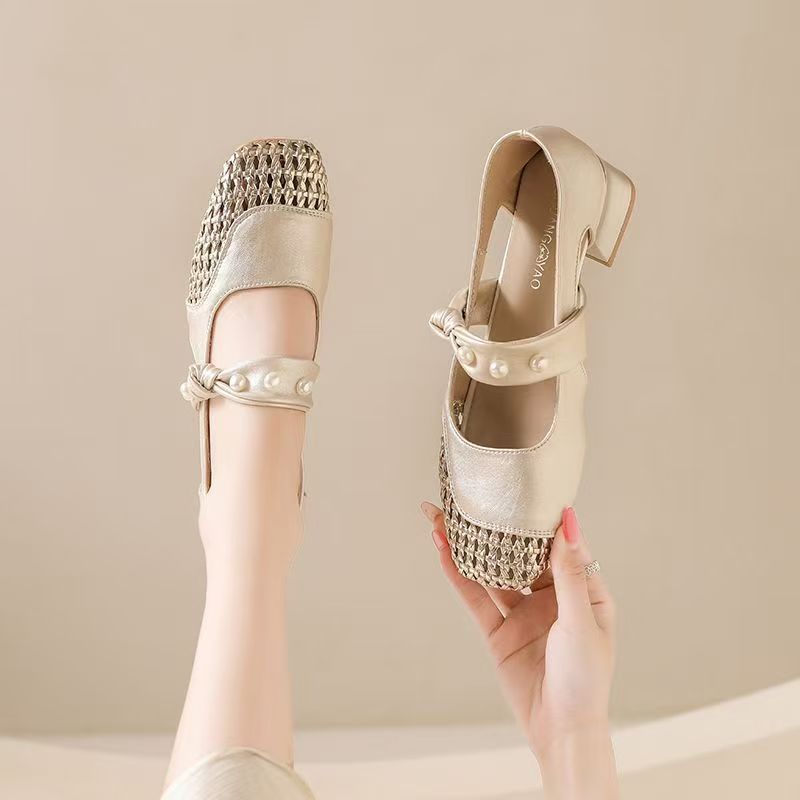 Vintage Collectible Shoes - Vintage esintili, dokuma inci detaylı ve
