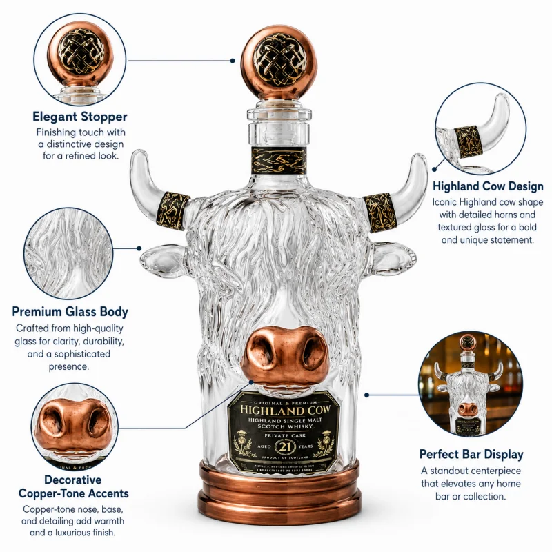 Yeni Tasarım Highland İnek Cam - Vintage Collectible Liquor Bottles incelemesi ve fiyatı